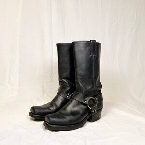 Frye Black Leather Harness Riding Moto Square Toe Boots~8.5~